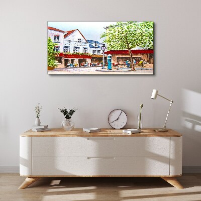 Vászonkép Egy kávézó sikátor a városban