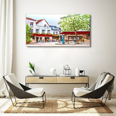 Vászonkép Egy kávézó sikátor a városban