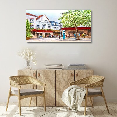 Vászonkép Egy kávézó sikátor a városban