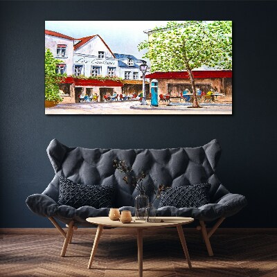 Vászonkép Egy kávézó sikátor a városban