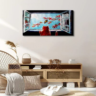 Vászonkép Ablak a tavaszi színek világába