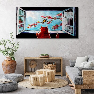Vászonkép Ablak a tavaszi színek világába