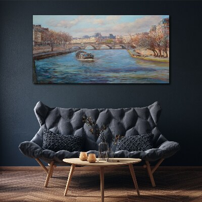 Vászonkép Híd a folyón Párizsban