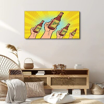 Vászonkép Örömteli koccintás sörrel