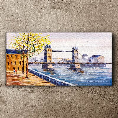 Vászonkép London Bridge őszi fákkal