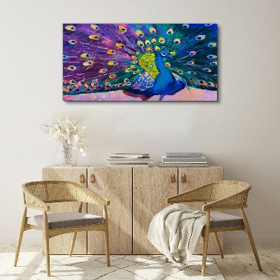 Vászonkép Egy színes páva tavaszi aurában