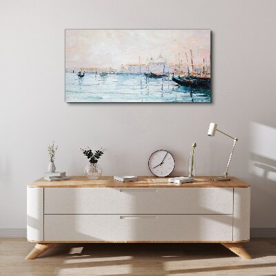 Vászonkép Csendes kikötő reggel