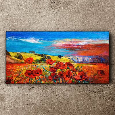 Vászonkép Virágos mezők a nyári napsütésben