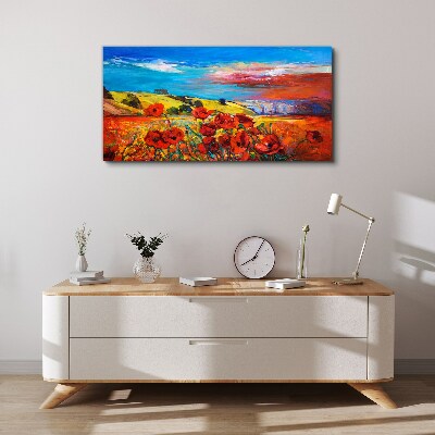 Vászonkép Virágos mezők a nyári napsütésben