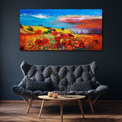 Vászonkép Virágos mezők a nyári napsütésben