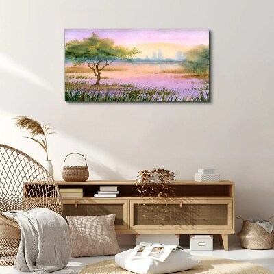 Vászonkép Reggeli táj egy fával