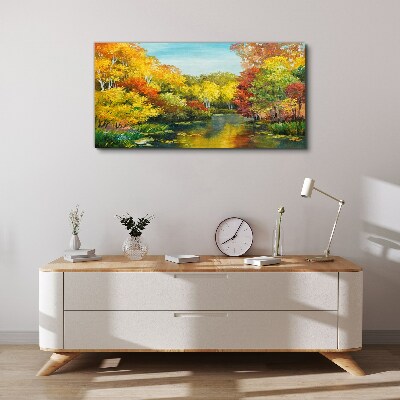 Vászonkép Arany ősz a tónál