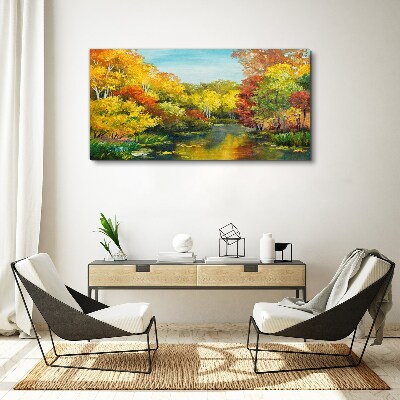 Vászonkép Arany ősz a tónál