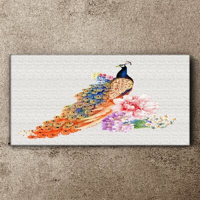 Vászonkép Páva virágok között