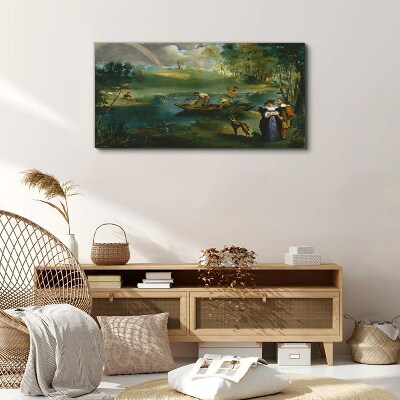 Vászonkép Jelenet a víz mellett halászokkal