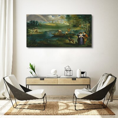 Vászonkép Jelenet a víz mellett halászokkal