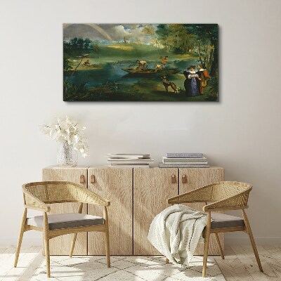 Vászonkép Jelenet a víz mellett halászokkal