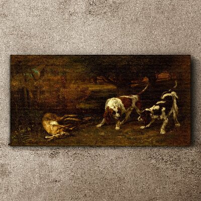 Vászonkép Kutyák az erdőben