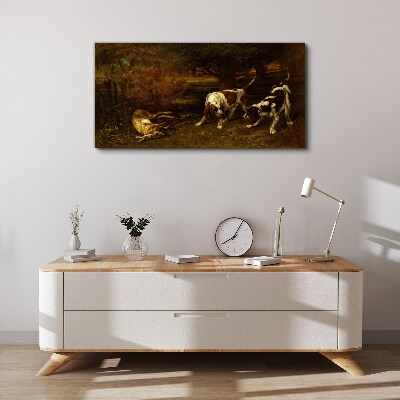 Vászonkép Kutyák az erdőben