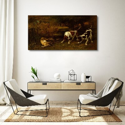 Vászonkép Kutyák az erdőben