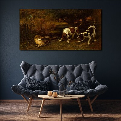 Vászonkép Kutyák az erdőben