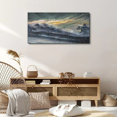 Vászonkép Hegyi táj alkonyatkor