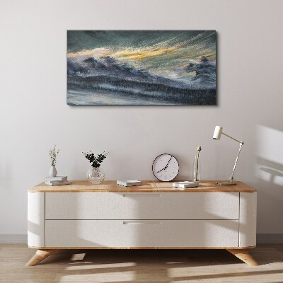 Vászonkép Hegyi táj alkonyatkor