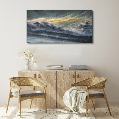 Vászonkép Hegyi táj alkonyatkor