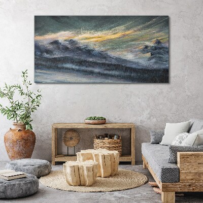 Vászonkép Hegyi táj alkonyatkor