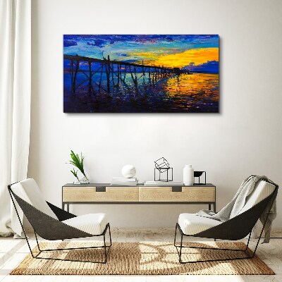 Vászonkép Naplemente a móló felett