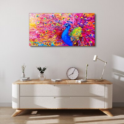 Vászonkép Színes páva tavaszi ragyogásban