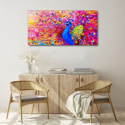 Vászonkép Színes páva tavaszi ragyogásban