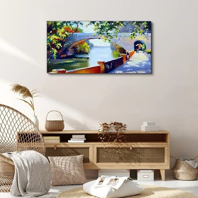 Vászonkép Híd a napsütötte parkban