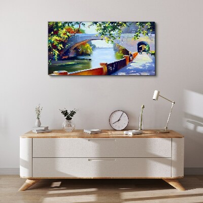 Vászonkép Híd a napsütötte parkban