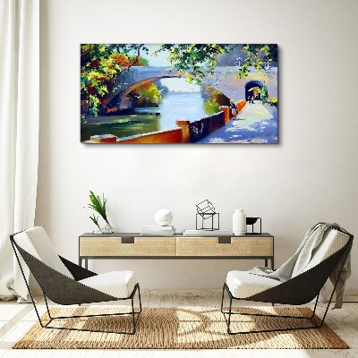 Vászonkép Híd a napsütötte parkban