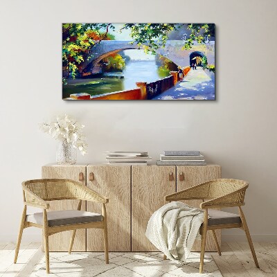 Vászonkép Híd a napsütötte parkban