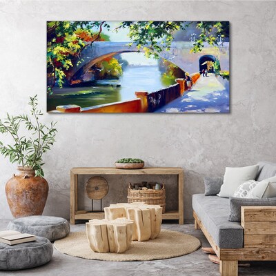 Vászonkép Híd a napsütötte parkban