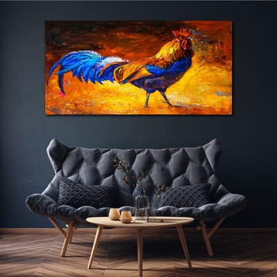 Vászonkép Színes kakas, a háttérben a tűz