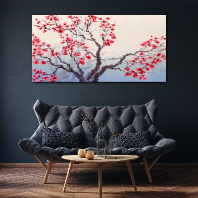 Vászonkép Virágos táj egy tavaszi fa