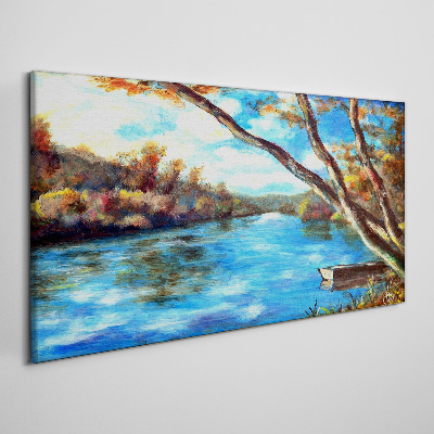 Vászonkép Nyugodt táj a folyó mellett