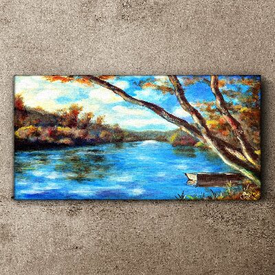 Vászonkép Nyugodt táj a folyó mellett