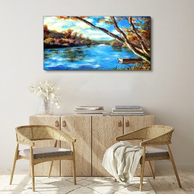 Vászonkép Nyugodt táj a folyó mellett