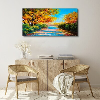 Vászonkép Arany ősz a folyón