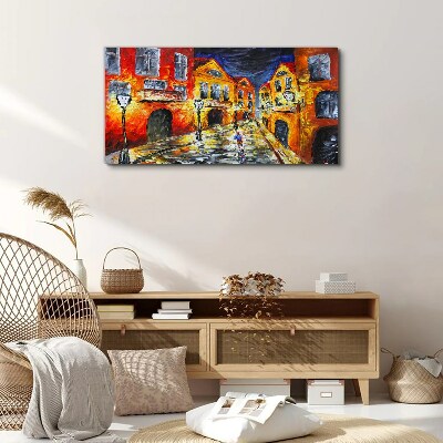 Vászonkép Éjszakai utca színekben