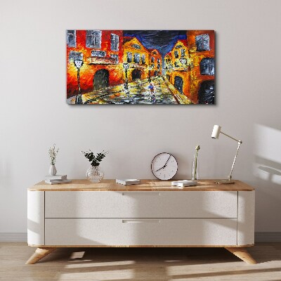 Vászonkép Éjszakai utca színekben