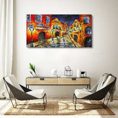 Vászonkép Éjszakai utca színekben