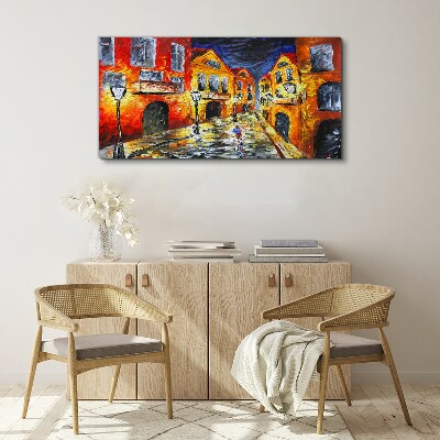 Vászonkép Éjszakai utca színekben