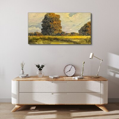 Vászonkép Arany fák egy nyári tájon