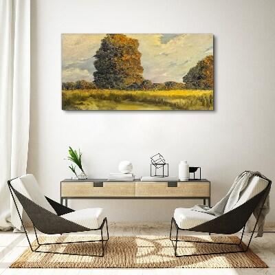 Vászonkép Arany fák egy nyári tájon