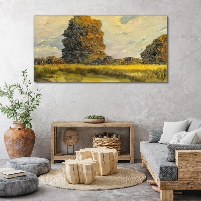 Vászonkép Arany fák egy nyári tájon